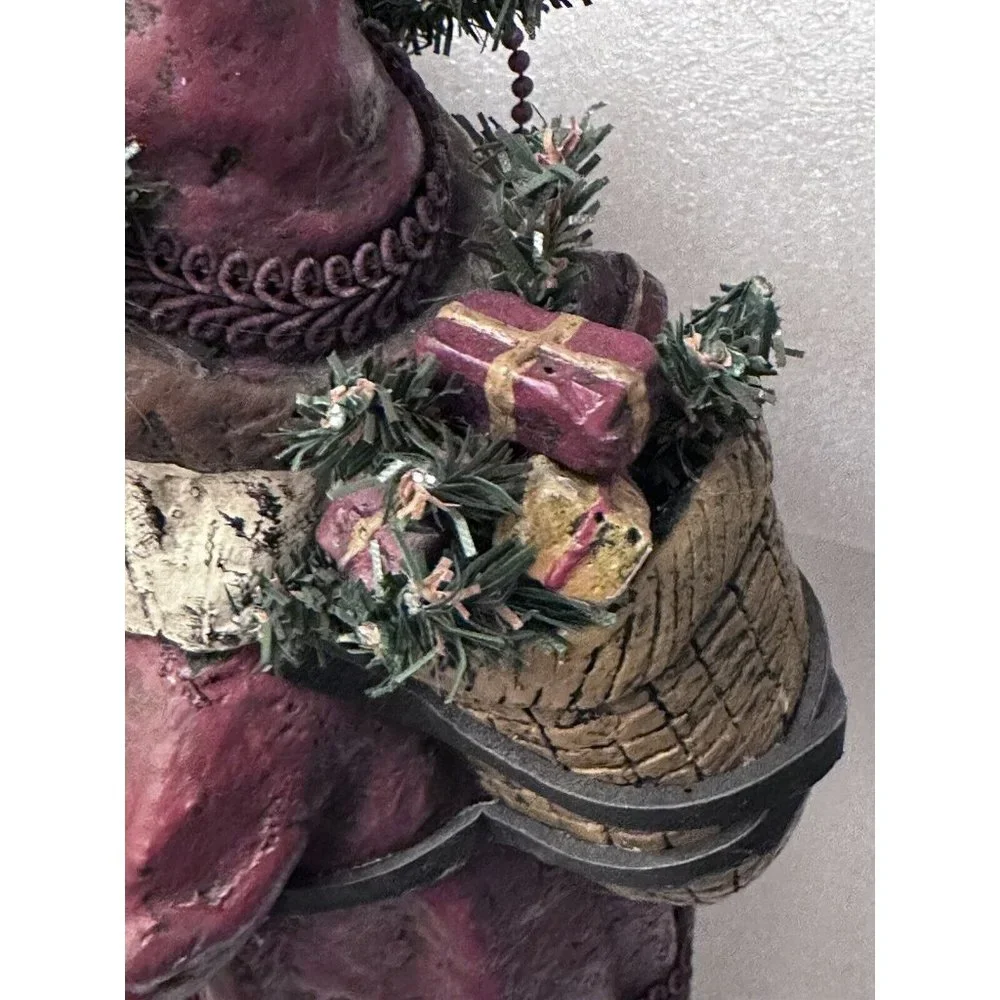 Santa‎ Figurine by Deborah Graham 11.5 inch tall Santa, Sleigh, Tree and Teddy